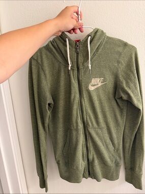 Nike Green Full-Zip Hoodie with White Logo